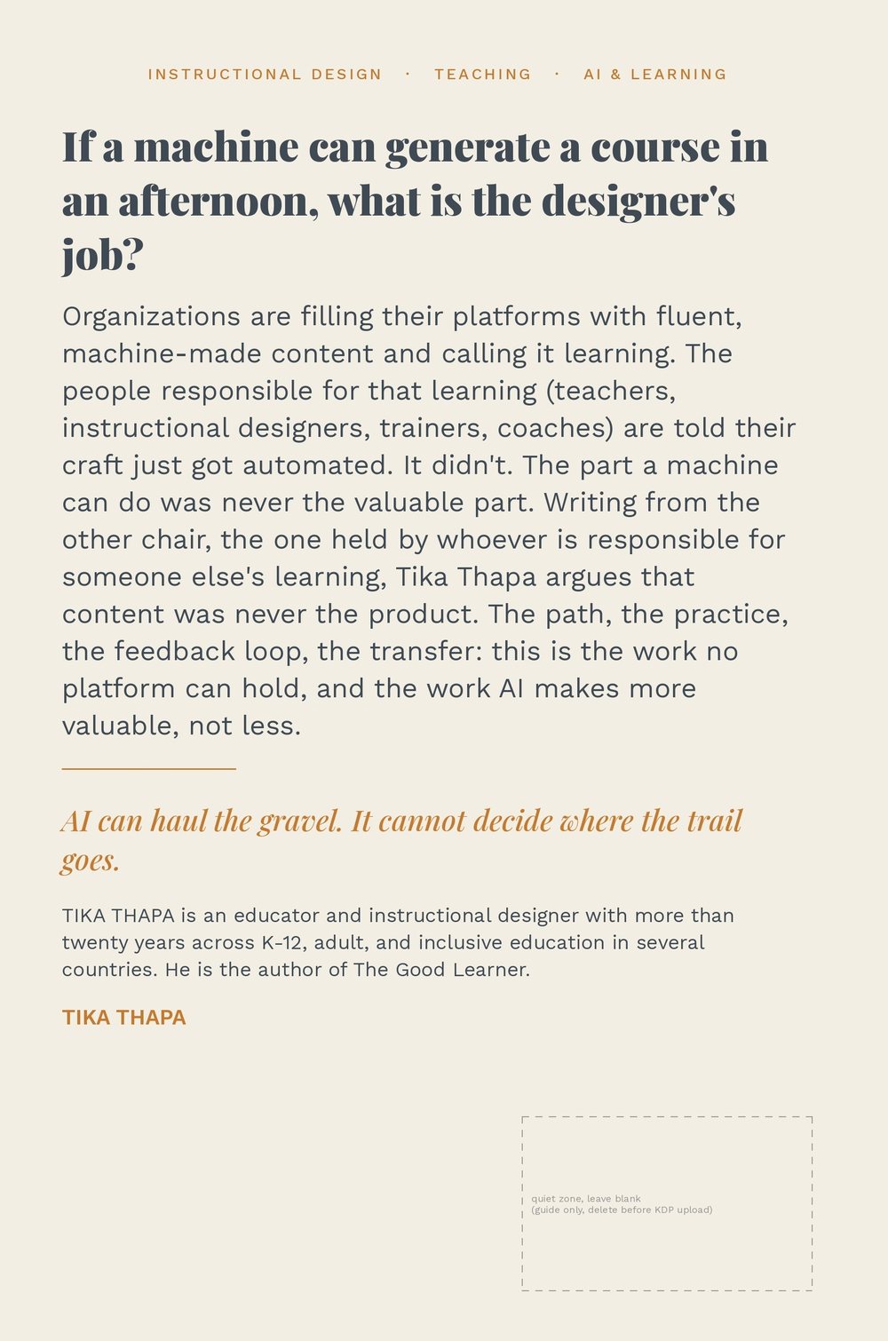Back cover of Good Learning by Design